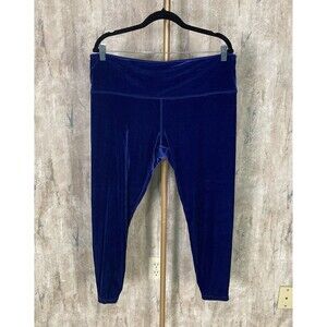 Athleta Sz 2X Elation Velvet Tight Legging Compression Navy Blue Activewear EUC
